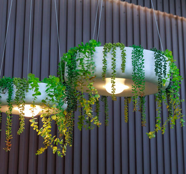 Jardinière ronde suspendue avec éclairage sans fil ELBA 59