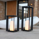 Lanterne métallique portable sans fil  effet flamme/lumière fixe SIROCO