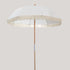 Parasol vintage blanc avec franges ø175 x 250 cm