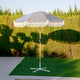 Parasol vintage rayé bleu marine avec franges ø180 x 230.