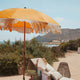 Parasol vintage orange avec franges ø170 x 210.