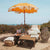Parasol vintage orange avec franges ø170 x 210.